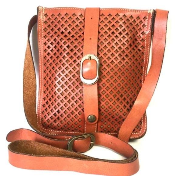 Patricia Nash Venezia Pouch Crossbody - Slim Lattice Cut Out Leather - Picture 14 of 14